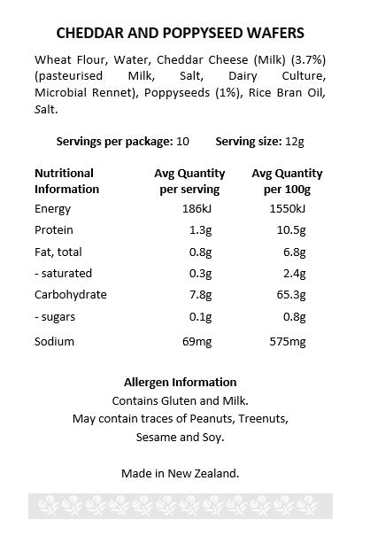 Cheddar & Poppyseed Wafers 120g