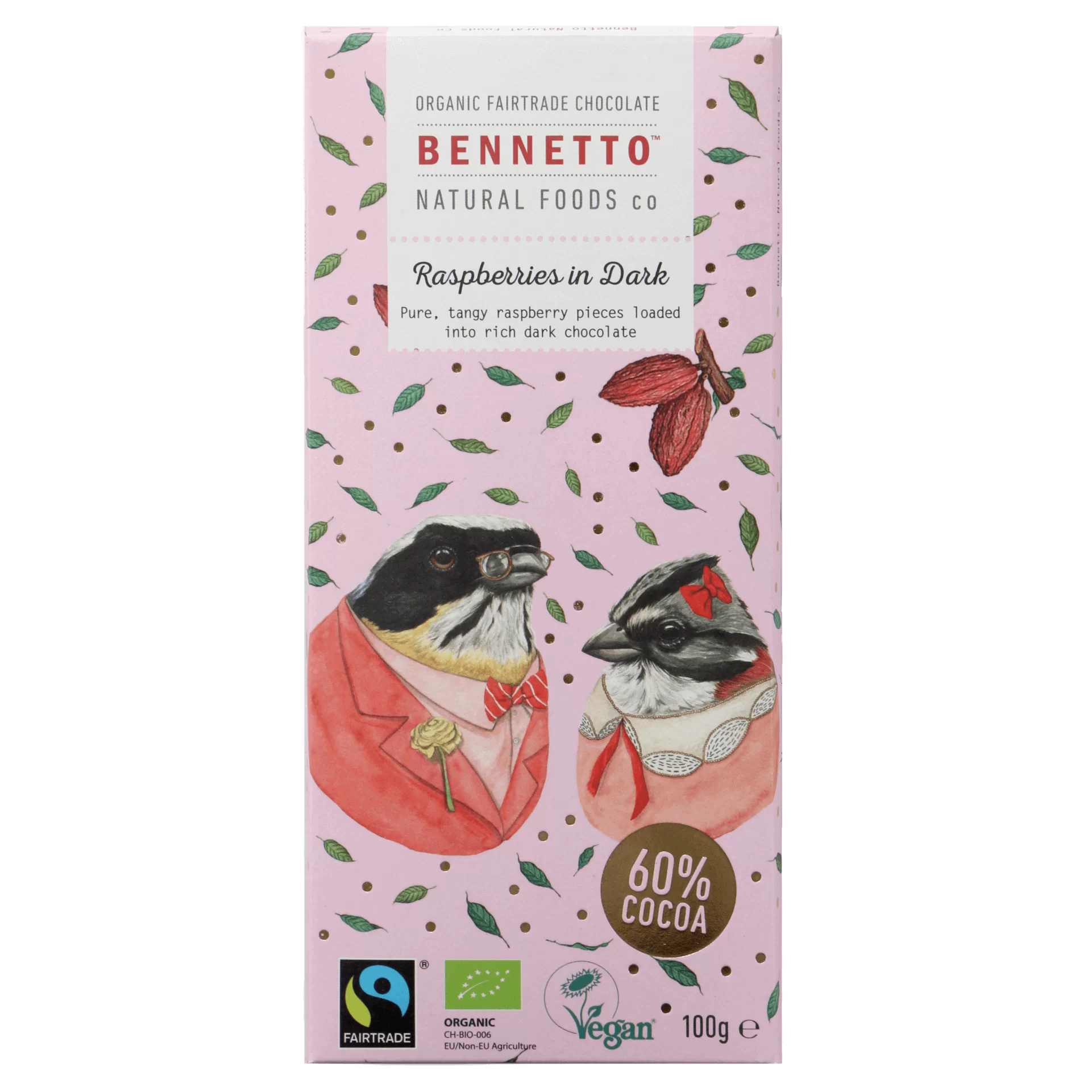 Bennetto Chocolate Raspberries in the Dark 80g (DF) (GF)