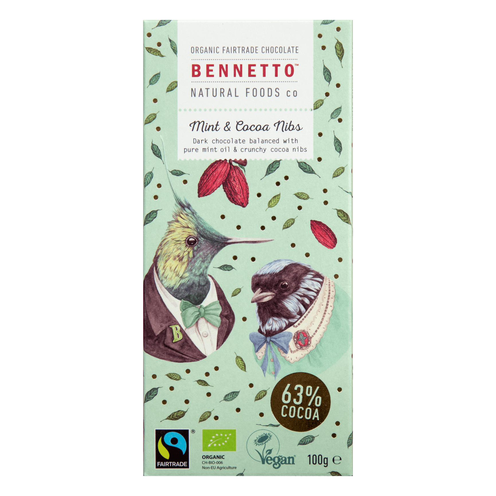 Bennetto Chocolate Mint & Cocoa Nibs 100g