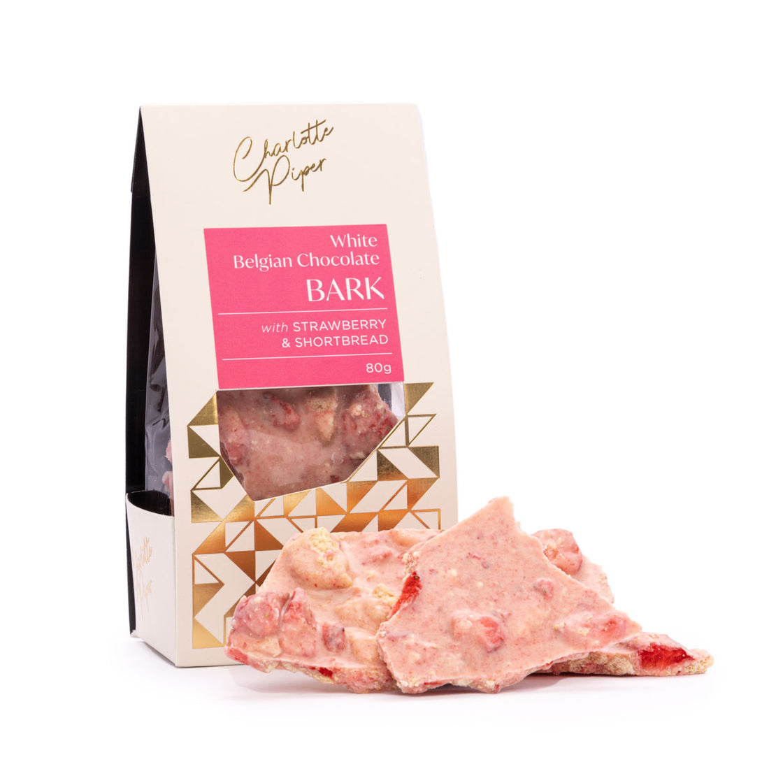 Chocolate Bark – White Chocolate with Strawberry &amp; Shortbread