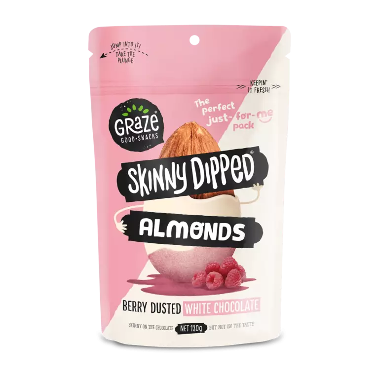 Graze Skinny Dipped Almonds Berry Dusted White Chocolate 130g