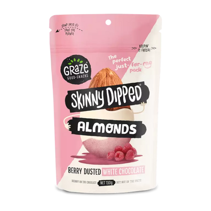 Graze Skinny Dipped Almonds Berry Dusted White Chocolate 130g