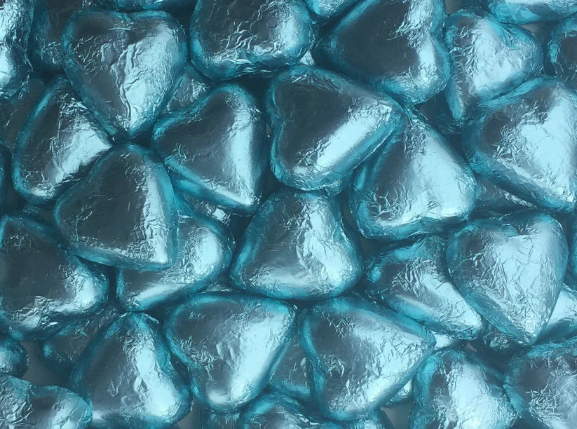 Light Blue Foiled Chocolate Heart (each)