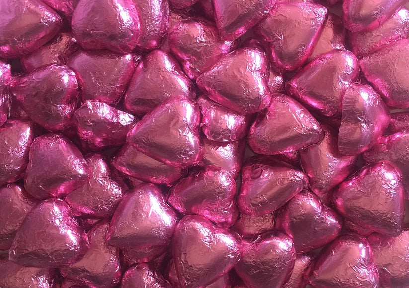 Pink Foiled Chocolate Heart (each)
