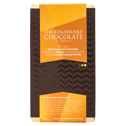The Remarkable Chocolate Co. 70% Dark, Ginger and Salted Caramel 150g