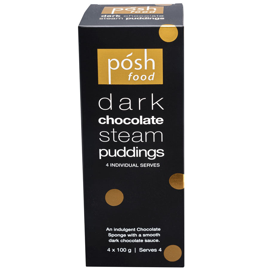 Posh Food- Dark Chocolate Steamed Puddings 4-pack