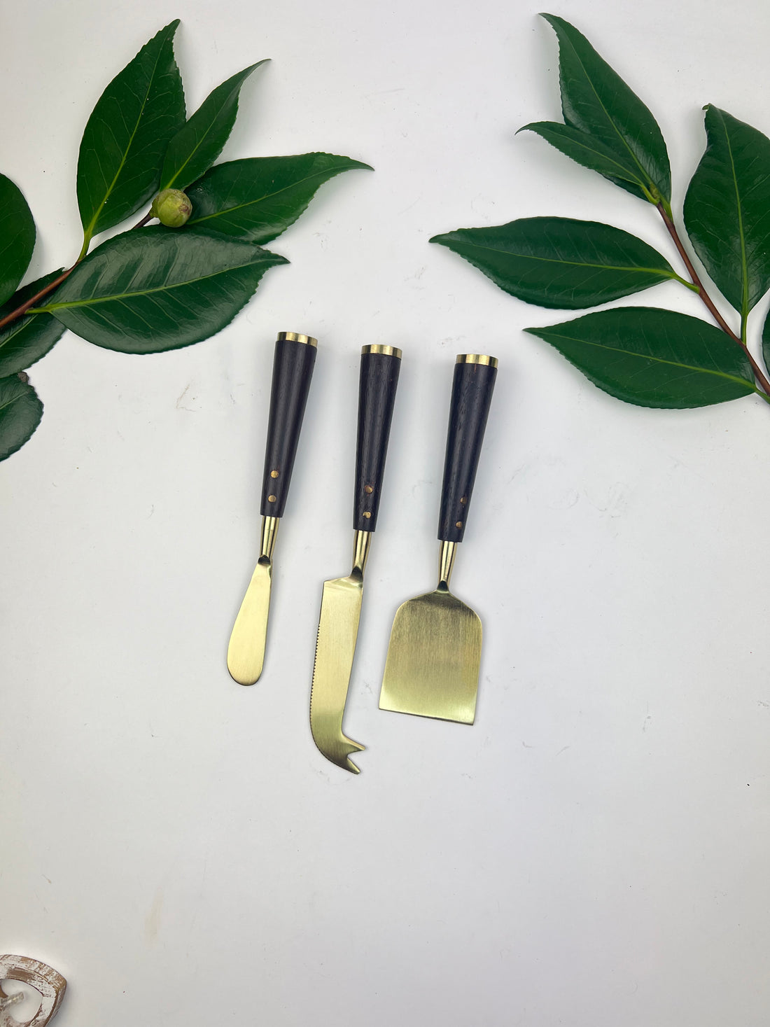 Cheese Knife Set Wood/Brass