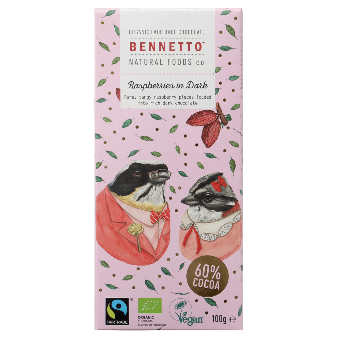 Bennetto Chocolate Raspberries in the Dark 80g (DF) (GF)