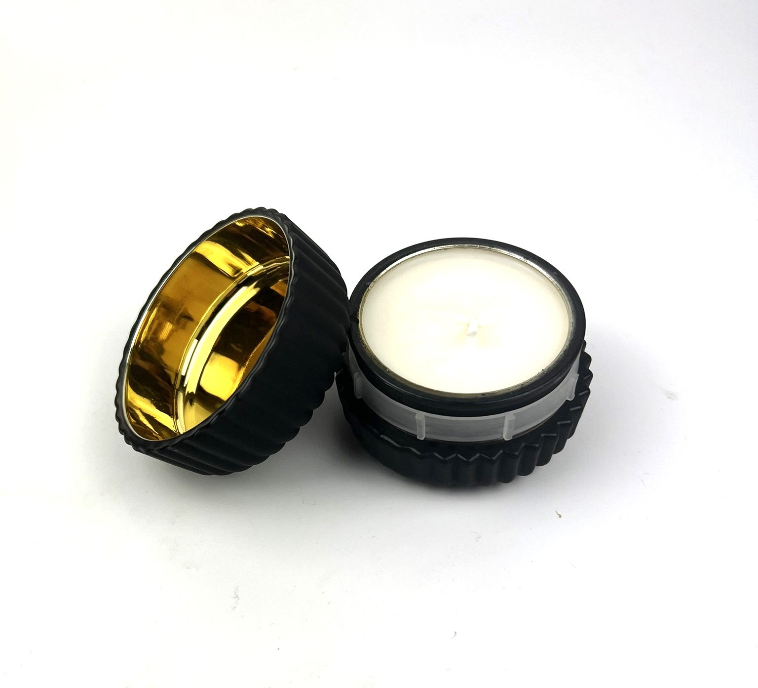 Gift Genie Macaron Candle Matte Black with Inner Gold 90ml