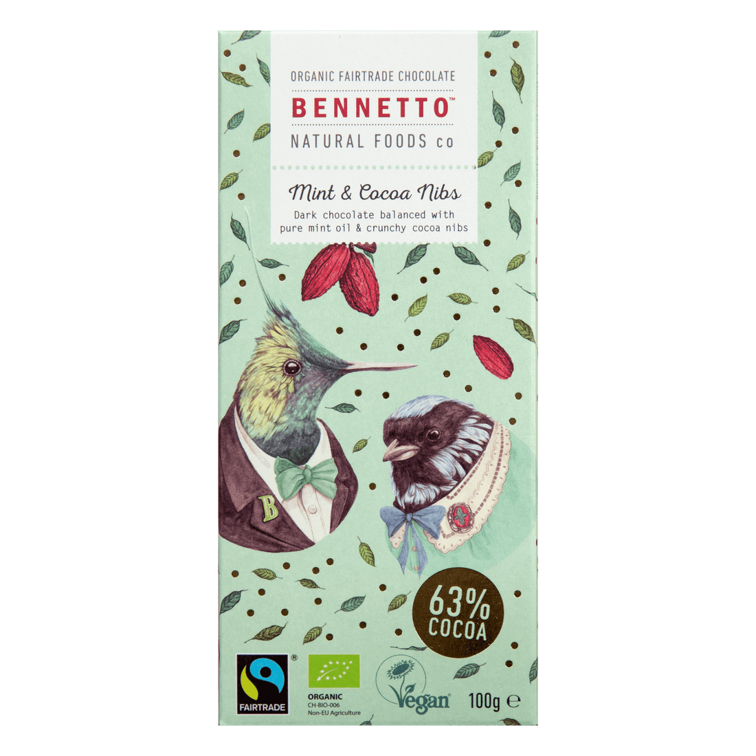 Bennetto Chocolate Mint &amp; Cocoa Nibs 100g